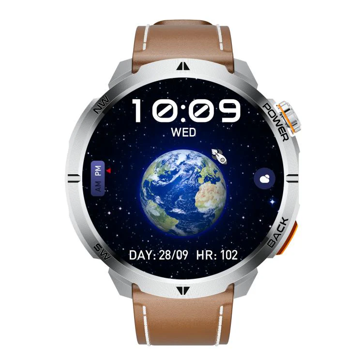MT68 1.7-inch IPS Display Outdoor Adventures Smart Watch with 1000mAh Battery & Flashlight(Silver Case Leather Strap) - Image 2