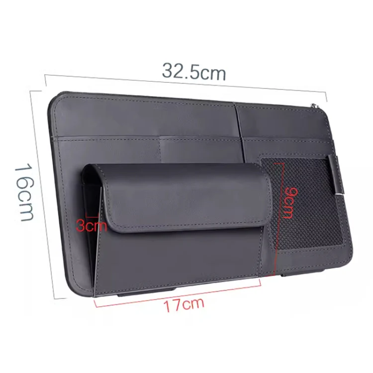 Multi-functional Car Sunshade Sunglasses ID Ticket Storage Bag Car Sun Visor Eyeglasses Case(Black) - Image 4