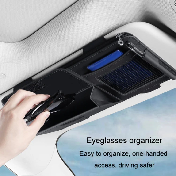 Multi-functional Car Sunshade Sunglasses ID Ticket Storage Bag Car Sun Visor Eyeglasses Case(Pink) - Image 6
