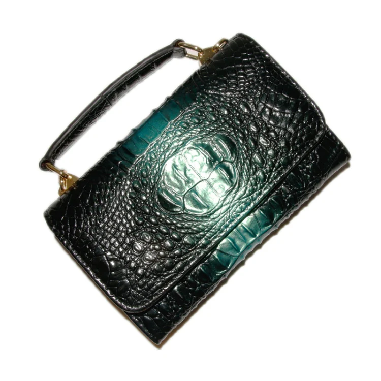 Multi-functional Chain Lady Cross-body Wrist Bag(Crocodile Head Green)