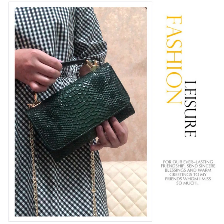 Multi-functional Chain Lady Cross-body Wrist Bag(Snake Pattern Coffee) - Image 5