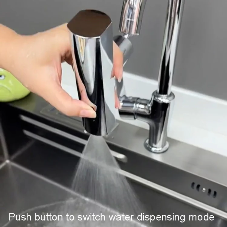 Multi-functional Flying Rain Waterfall Spout Connector Kitchen Faucet Splash Universal Swivel Bubbler, Color: Black - Image 3