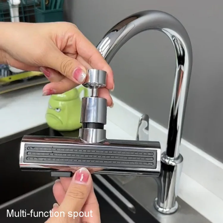 Multi-functional Flying Rain Waterfall Spout Connector Kitchen Faucet Splash Universal Swivel Bubbler, Color: Gray - Image 2