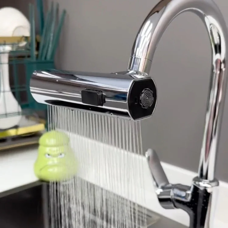 Multi-functional Flying Rain Waterfall Spout Connector Kitchen Faucet Splash Universal Swivel Bubbler, Color: Gray - Image 6