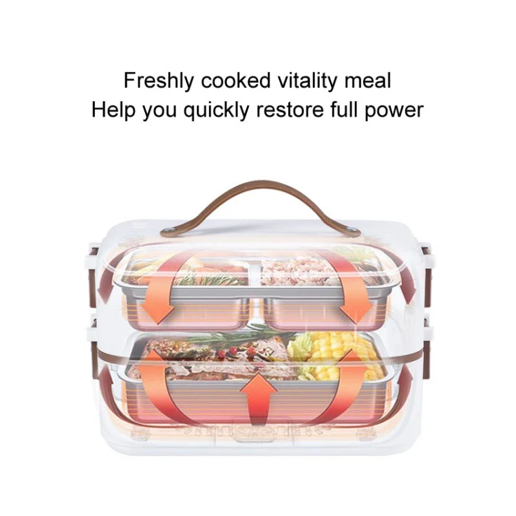 Multi Functional Microwave Oven With Plug-in Electric Cooking Electric Lunch Box, Color:White Double Layer(UK Plug) - Image 3