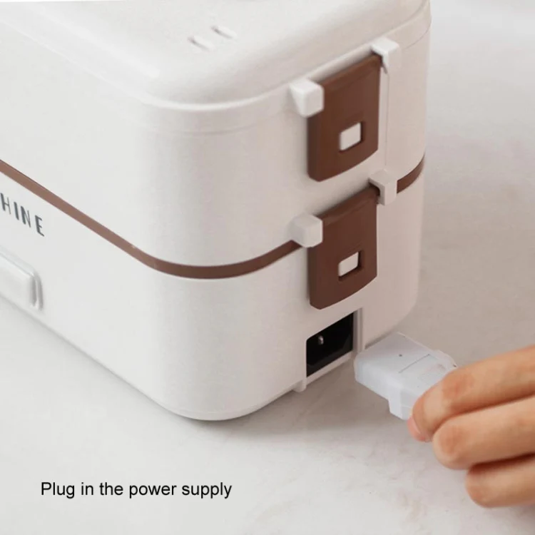 Multi Functional Microwave Oven With Plug-in Electric Cooking Electric Lunch Box, Color:White Double Layer(US Plug) - Image 7