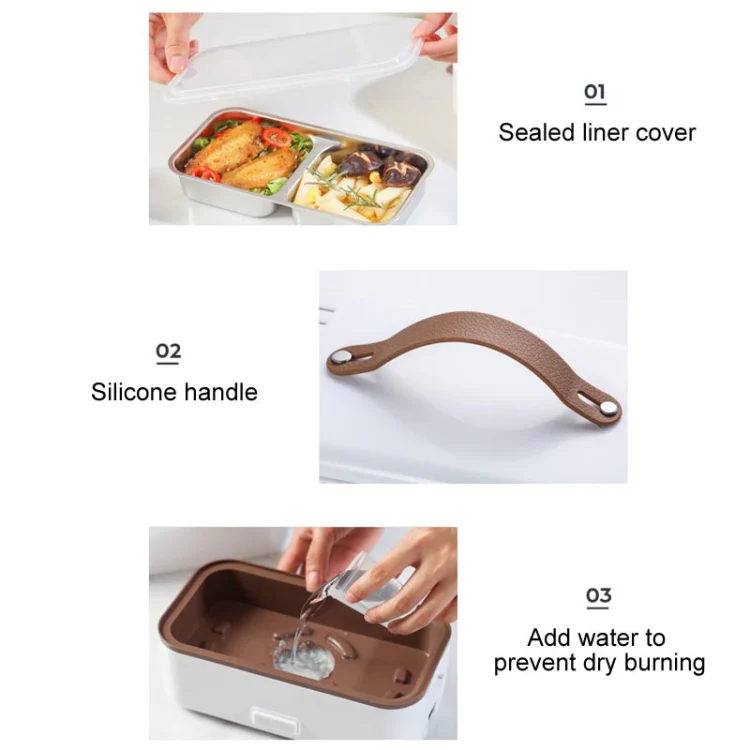 Multi Functional Microwave Oven With Plug-in Electric Cooking Electric Lunch Box, Color:White Single Layer(US Plug) - Image 4