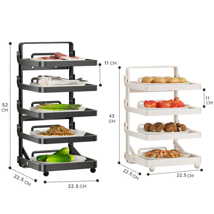Multi-Tier Kitchen Food Preparation Rack Foldable Storage Rack, Color: Black 4-layer Desktop - Image 2