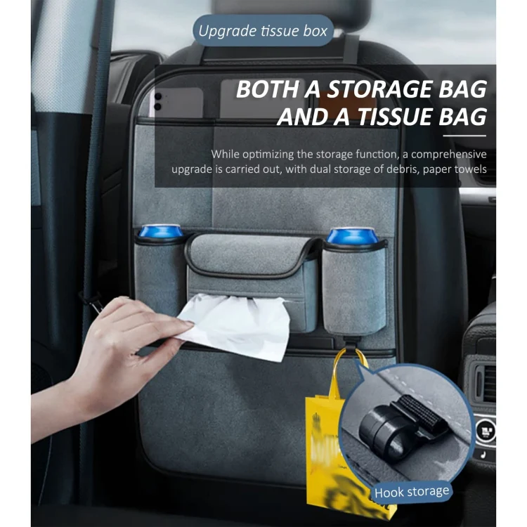 Multifunction Car Seat Back Storage Bag Seat Back Pocket Car Utility Storage Hanging Bag(Gray) - Image 9