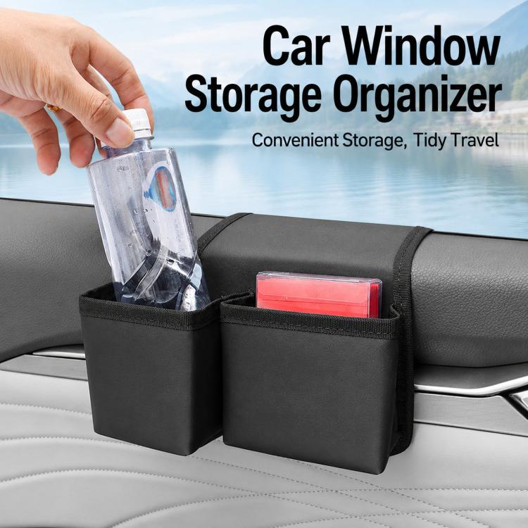 Multifunctional Car Cup Holder Foldable Window Door Side Storage Box, Style: Leather Beige - Image 4