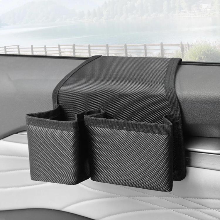 Multifunctional Car Cup Holder Foldable Window Door Side Storage Box, Style: Oxford Fabric Black
