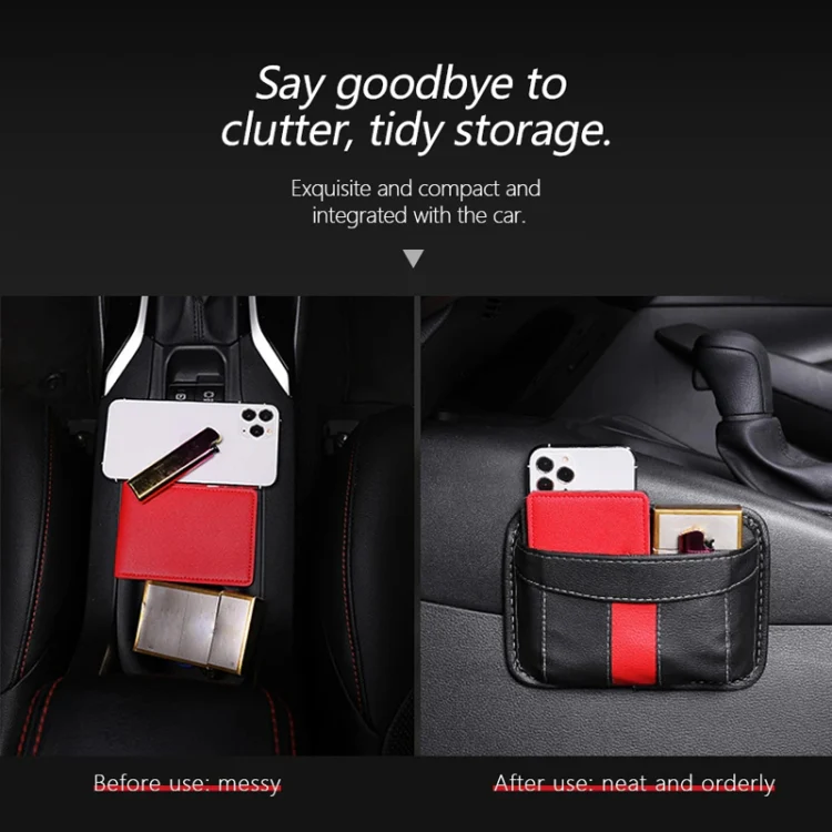 Multifunctional Car-Mounted Adhesive Mesh Bag For Storage Hanging Bags(Red) - Image 6