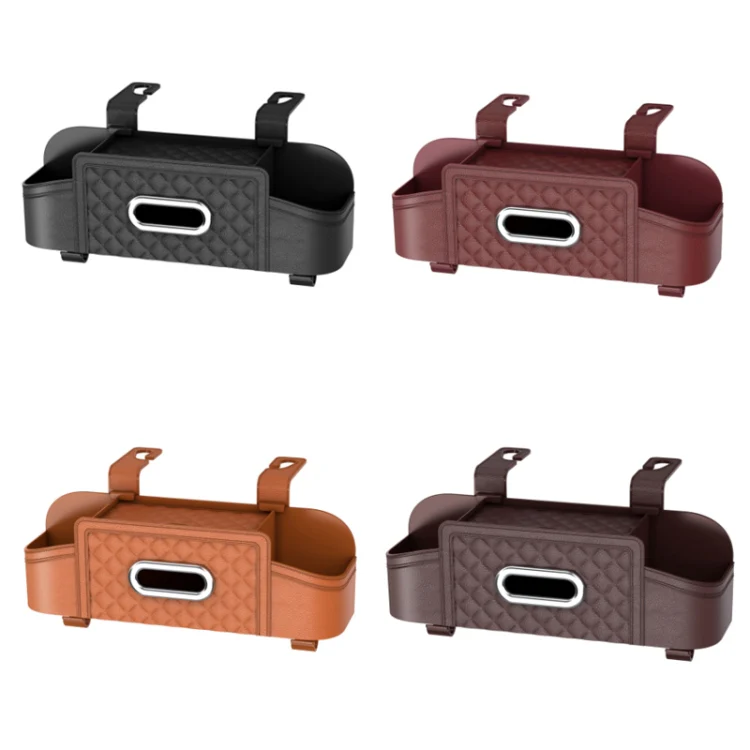 Multifunctional Car Seat Back Tissue Storage Box Hanging Bag(Brown) - Image 2
