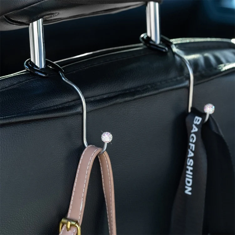 Multifunctional Car Seat Hooks With Diamond Inlay(Shiny Black) - Image 5