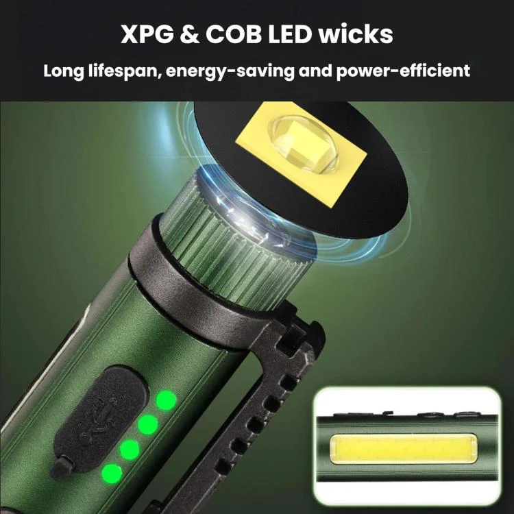 Multifunctional Dual Magnetic Pen Clip Flashlight, Outdoor Portable Inspection Work Pen Light(Black) - Image 9
