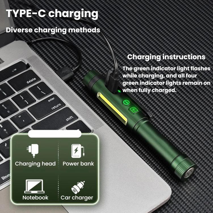 Multifunctional Dual Magnetic Pen Clip Flashlight, Outdoor Portable Inspection Work Pen Light(Green) - Image 4