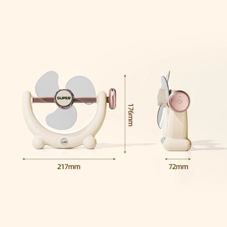Multifunctional Fan Light Sound Big Wind Power With Light Wall Mounted Long Life Desktop Small Ceiling Fan, Color: Rechargeable Beige - Image 2