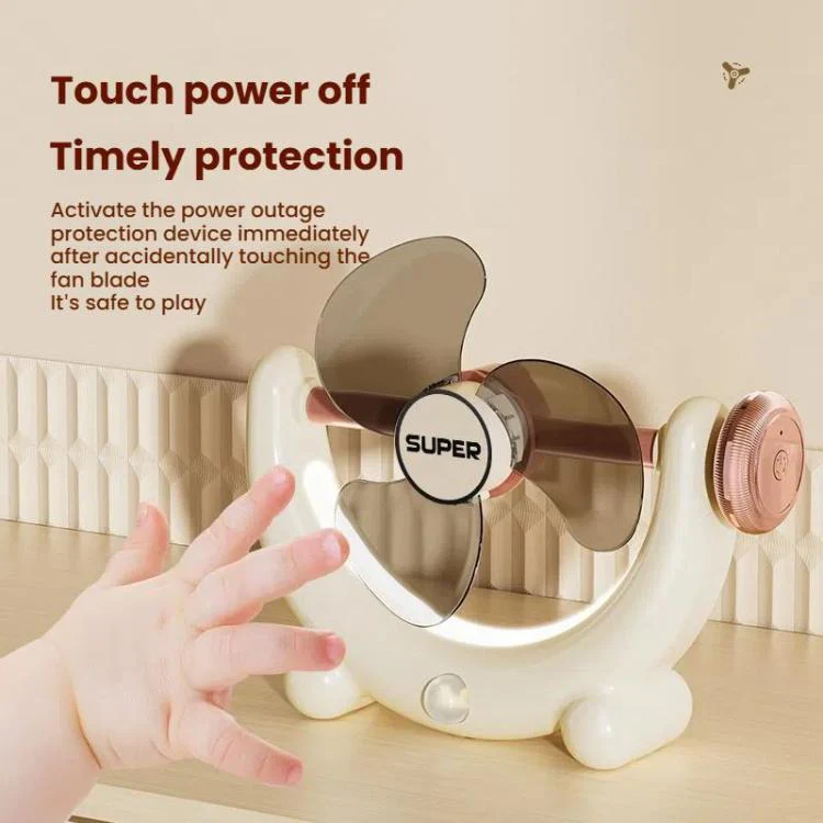 Multifunctional Fan Light Sound Big Wind Power With Light Wall Mounted Long Life Desktop Small Ceiling Fan, Color: Rechargeable Blue - Image 8