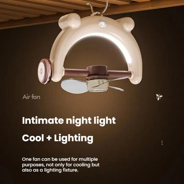 Multifunctional Fan Light Sound Big Wind Power With Light Wall Mounted Long Life Desktop Small Ceiling Fan, Color: Remote Control Beige - Image 12