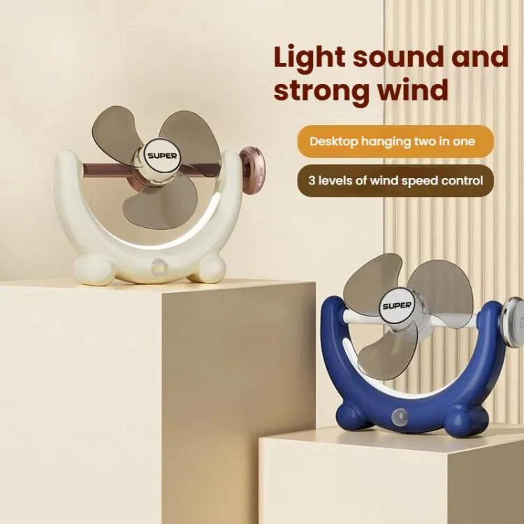 Multifunctional Fan Light Sound Big Wind Power With Light Wall Mounted Long Life Desktop Small Ceiling Fan, Color: Remote Control Blue - Image 3