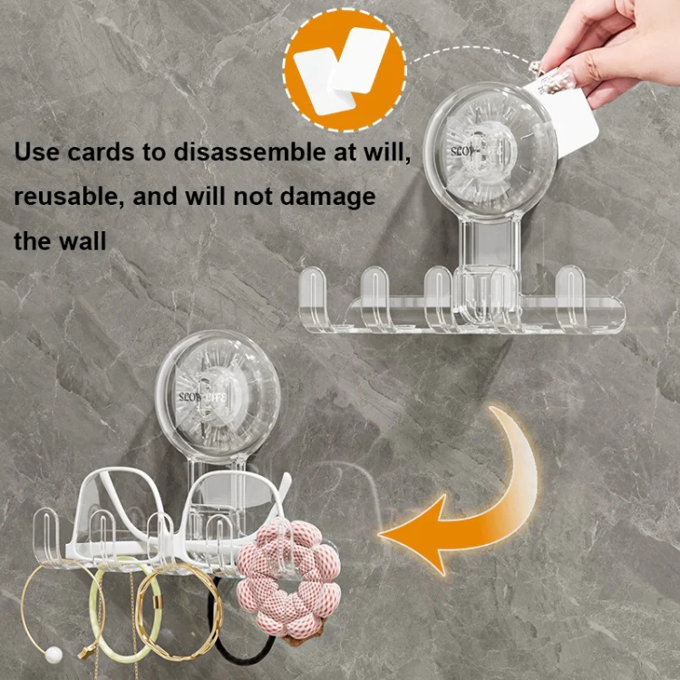 Multifunctional Household Suction Cup Hook Storage Rack Traceless Adhesive Hook(Gray) - Image 5