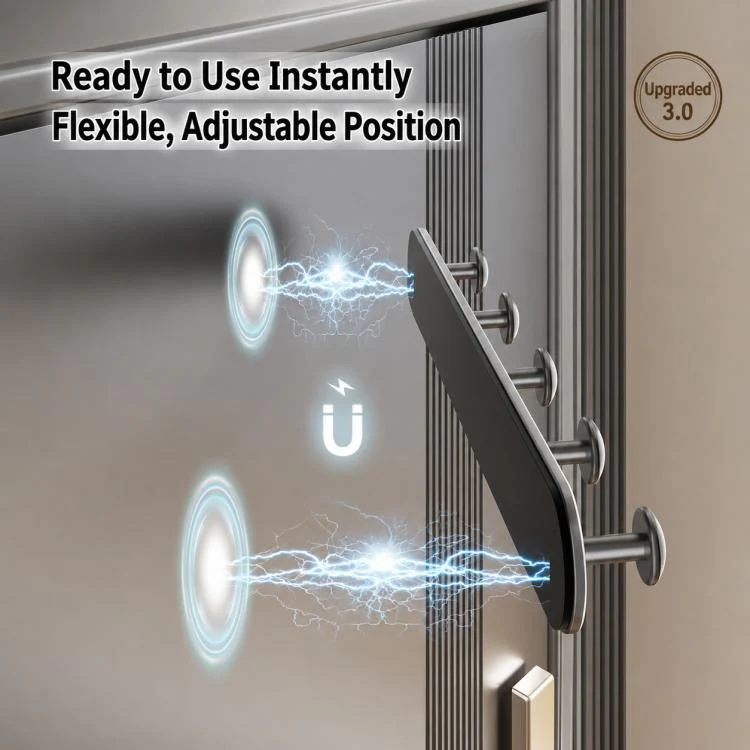 Multifunctional Magnetic Storage Hook Rack Wall Mounted No Drilling Hook Rail, Type:5 Hooks(Creamy) - Image 3