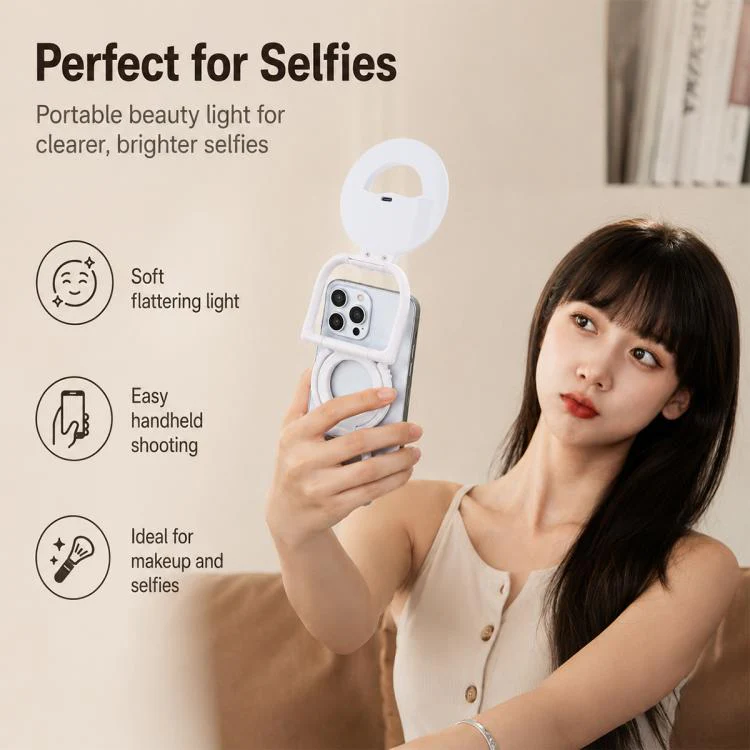 Multifunctional Portable Foldable Magnetic Fill Light Phone Holder(Black) - Image 3