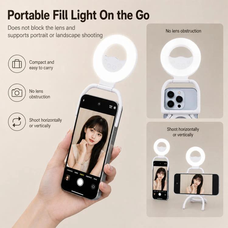 Multifunctional Portable Foldable Magnetic Fill Light Phone Holder(Black) - Image 8
