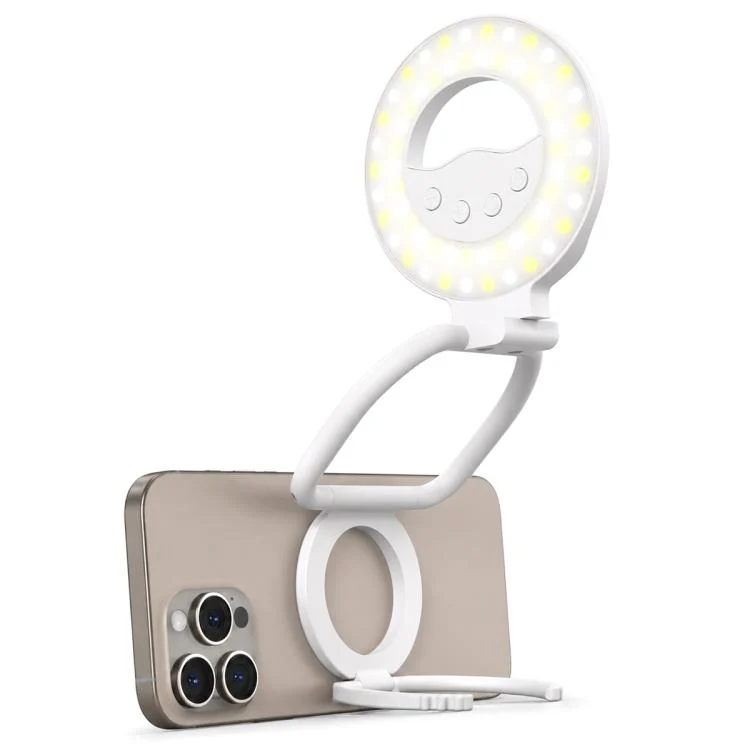 Multifunctional Portable Foldable Magnetic Fill Light Phone Holder(White)
