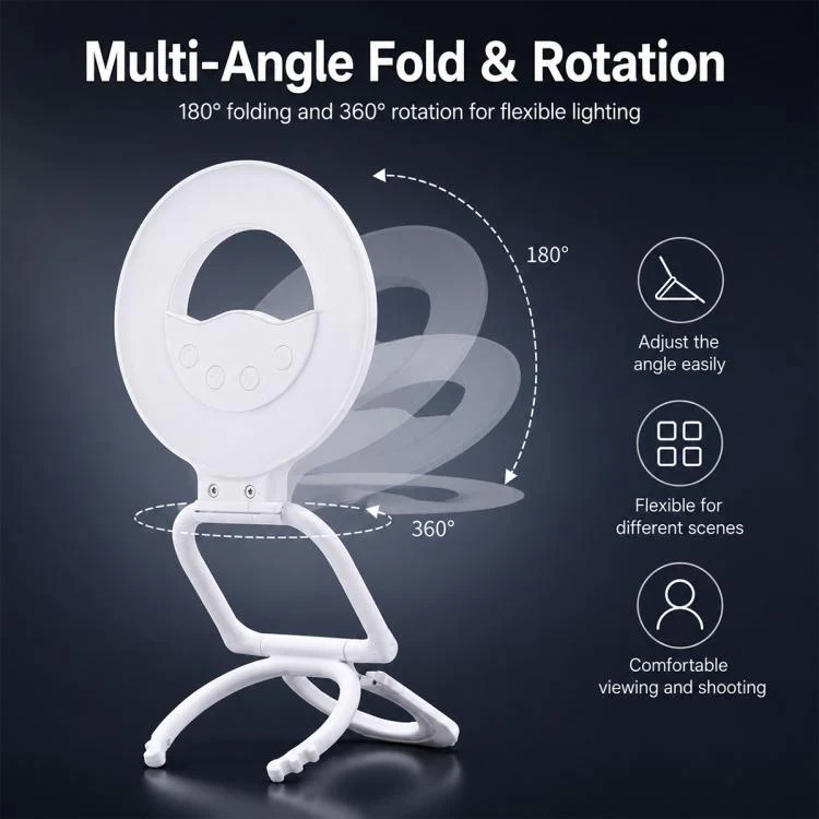 Multifunctional Portable Foldable Magnetic Fill Light Phone Holder(White) - Image 10