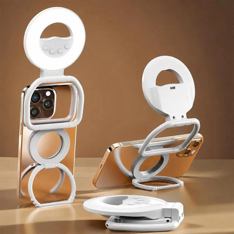 Multifunctional Portable Foldable Magnetic Fill Light Phone Holder(White) - Image 2