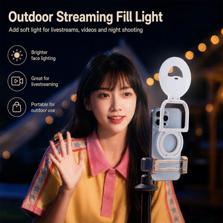 Multifunctional Portable Foldable Magnetic Fill Light Phone Holder(White) - Image 4