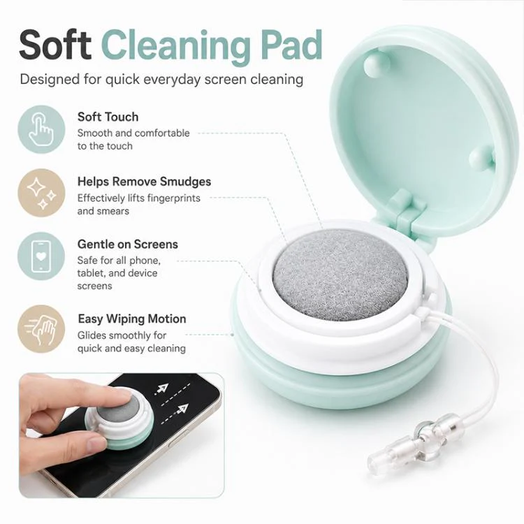 Multifunctional Portable Macaron Shape Phone Screen Cleaner Cloth with Lanyard(Khaki) - Image 6