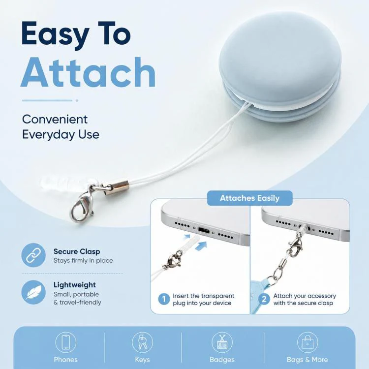 Multifunctional Portable Macaron Shape Phone Screen Cleaner Cloth with Lanyard(Khaki) - Image 7