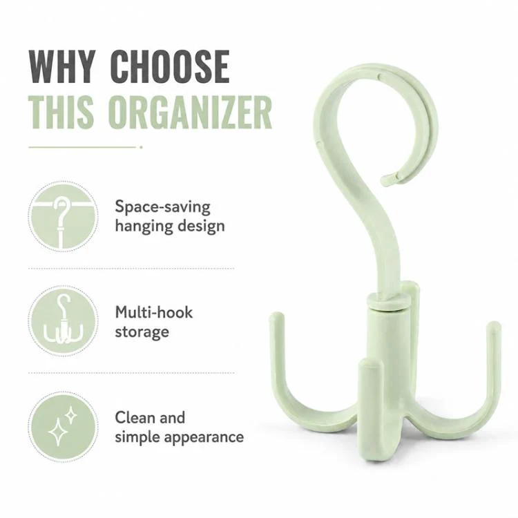 Multifunctional Rotatable Wardrobe Four Claws Storage Hook(Green) - Image 7