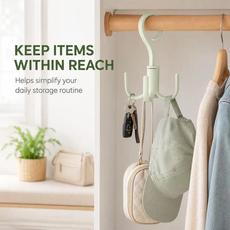 Multifunctional Rotatable Wardrobe Four Claws Storage Hook(Green) - Image 8