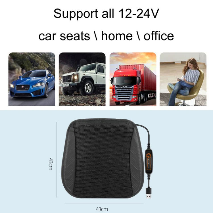 Multifunctional USB Fan Ventilation Heat Dissipation Car Seat Cushion(Black) - Image 3