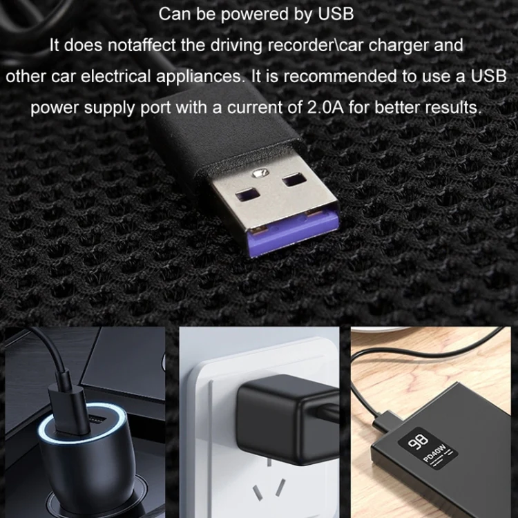 Multifunctional USB Fan Ventilation Heat Dissipation Car Seat Cushion(Black) - Image 9