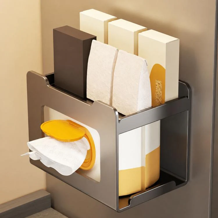Multifunctional Wall Mounted Magnetic Tissue Storage Holder(Gun Metal)