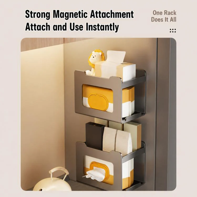 Multifunctional Wall Mounted Magnetic Tissue Storage Holder(Gun Metal) - Image 6
