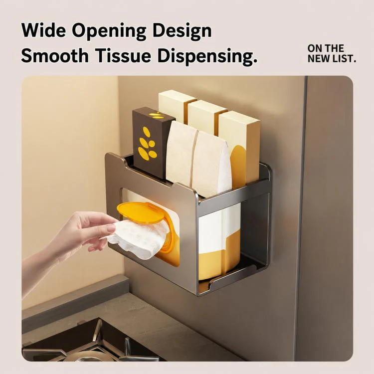 Multifunctional Wall Mounted Magnetic Tissue Storage Holder(Gun Metal) - Image 8