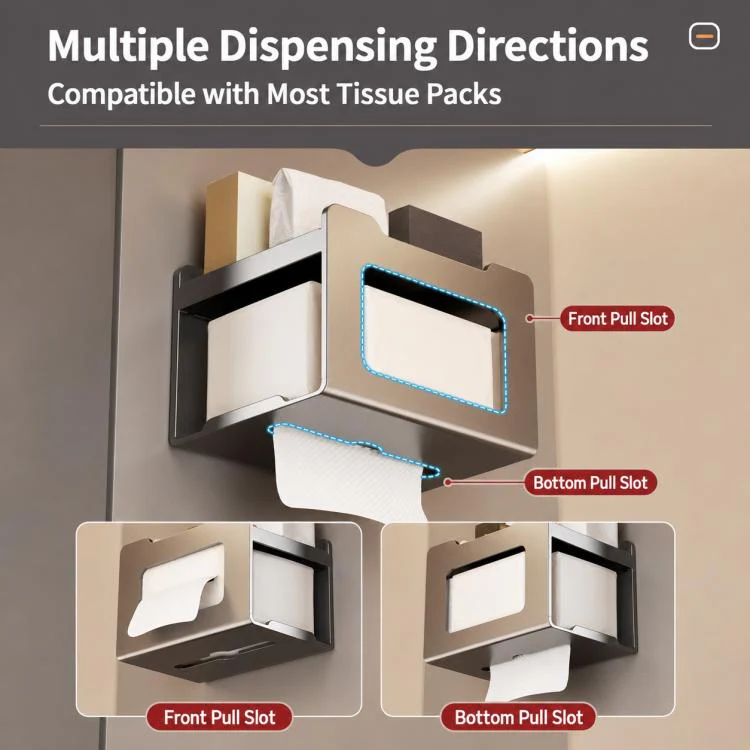 Multifunctional Wall Mounted Magnetic Tissue Storage Holder(Gun Metal) - Image 9