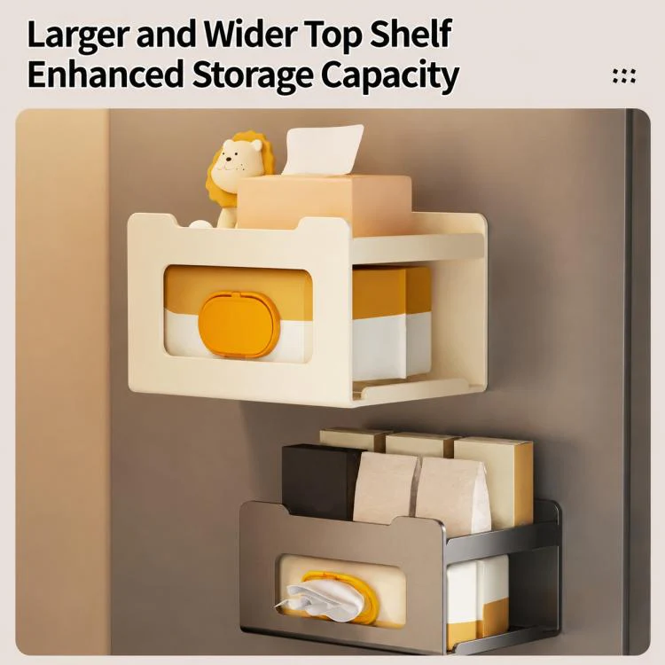 Multifunctional Wall Mounted Magnetic Tissue Storage Holder(Milky White) - Image 11
