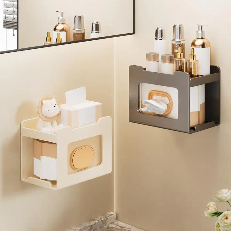 Multifunctional Wall Mounted Magnetic Tissue Storage Holder(Milky White) - Image 3