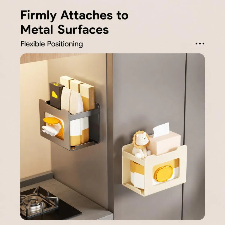 Multifunctional Wall Mounted Magnetic Tissue Storage Holder(Milky White) - Image 4