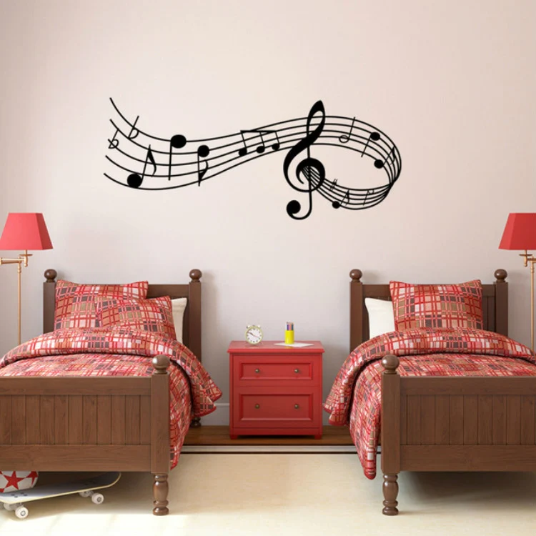 Music Sound Notes Wall Decal Bedroom Music Classroom Decor Removable Music Sticker, Size:L 57.5cmx150cm(Black)