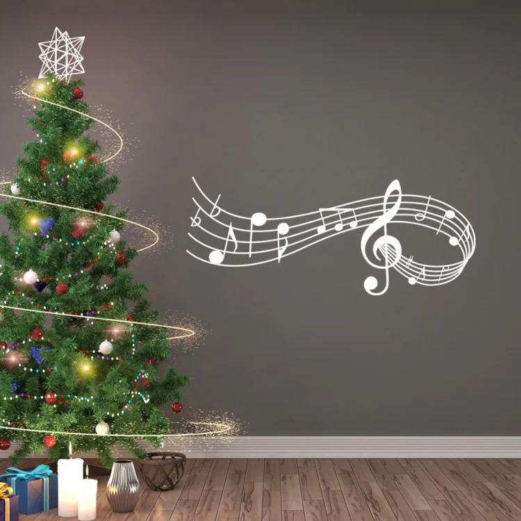 Music Sound Notes Wall Decal Bedroom Music Classroom Decor Removable Music Sticker, Size:M 39cmx100cm(White) - Image 2