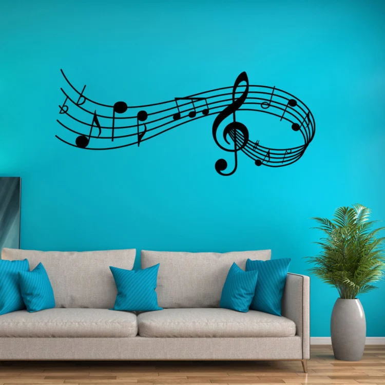 Music Sound Notes Wall Decal Bedroom Music Classroom Decor Removable Music Sticker, Size:M 39cmx100cm(White) - Image 3