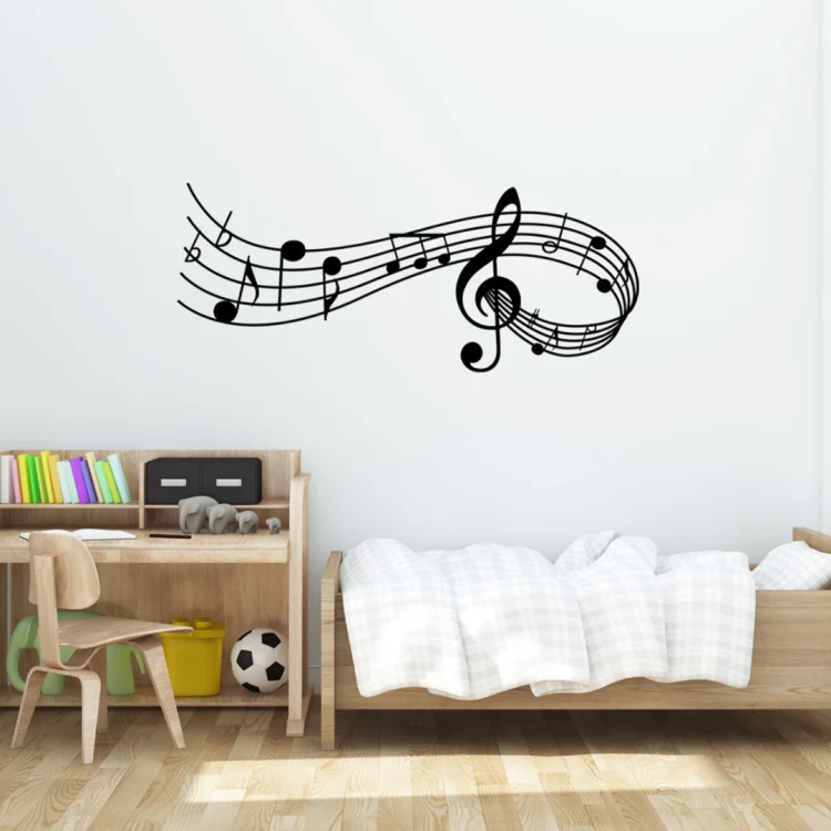 Music Sound Notes Wall Decal Bedroom Music Classroom Decor Removable Music Sticker, Size:M 39cmx100cm(White) - Image 5