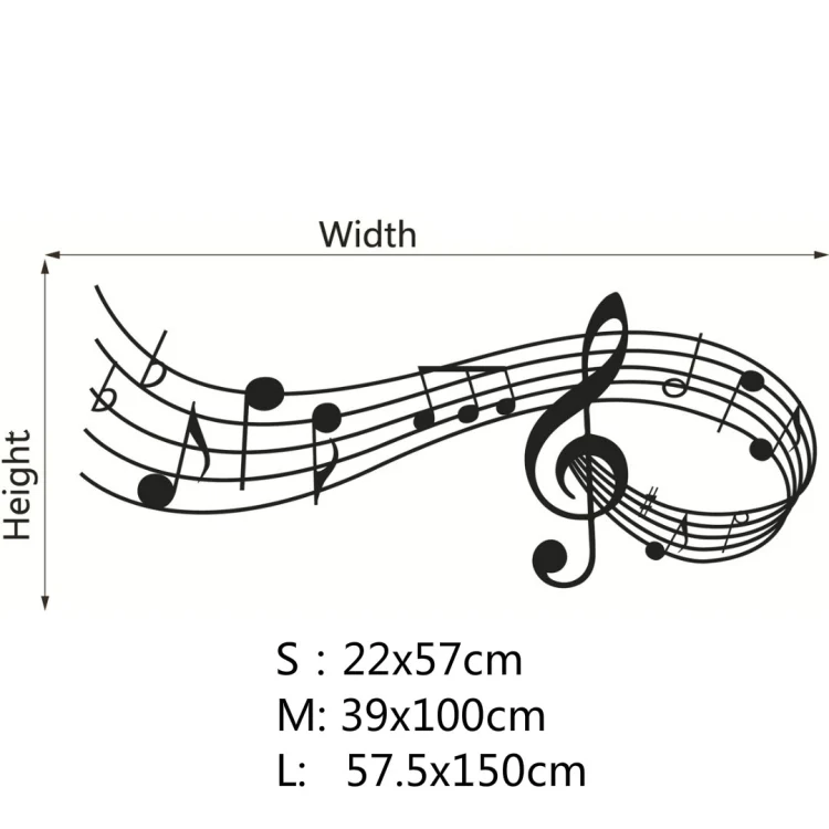 Music Sound Notes Wall Decal Bedroom Music Classroom Decor Removable Music Sticker, Size:M 39cmx100cm(White) - Image 7